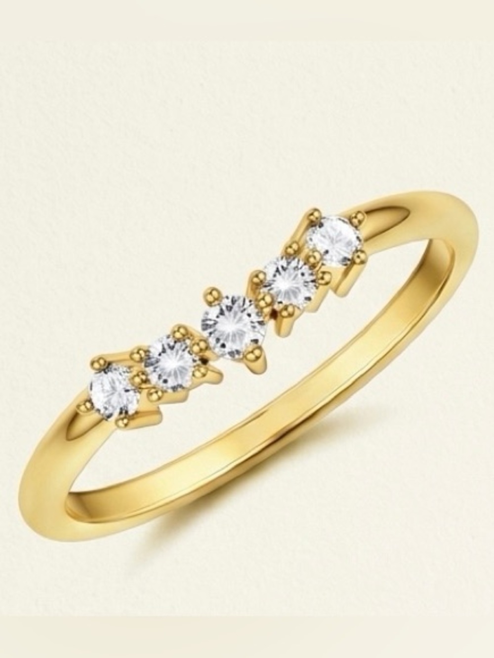 #207 Gold Plated Stackable Five-Stone CZ Ring